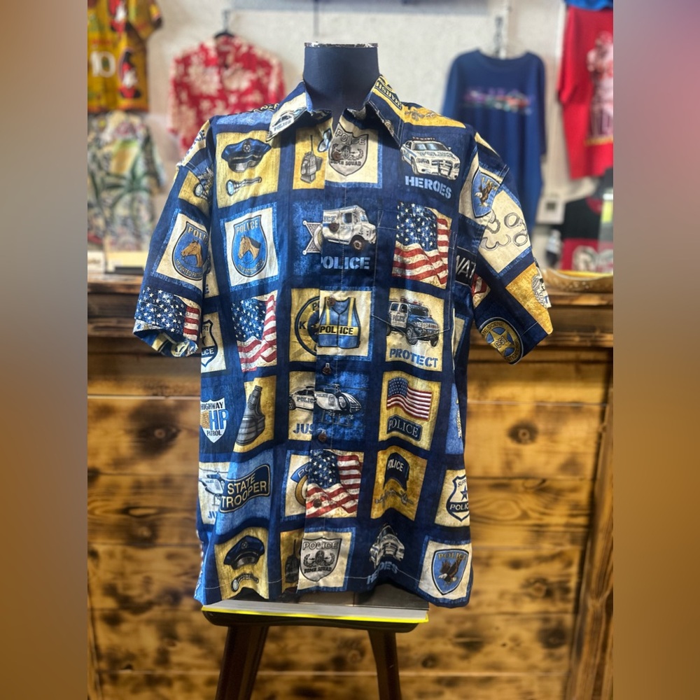 high seas trading co hawaiian shirt Protect and Serve Police Shirt Size Large